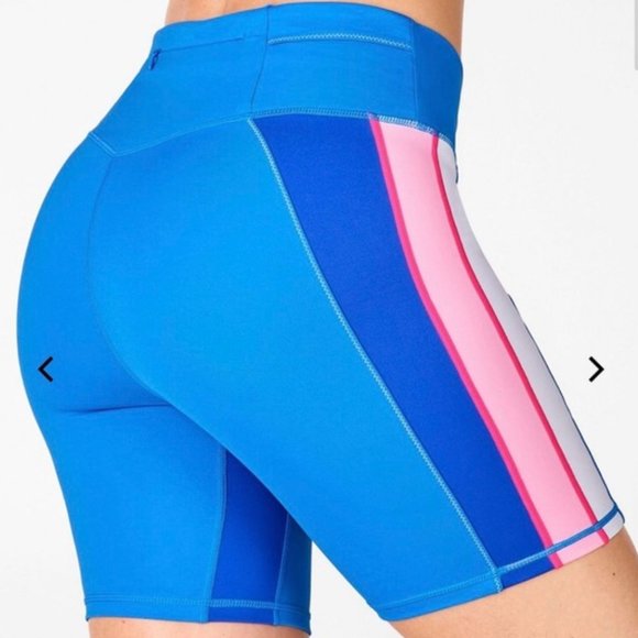 Fabletics Biker Shorts Striped xs blue white pink motion 365 - Picture 2 of 7